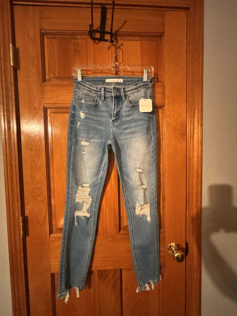 Altar'd State Mid-Rise Distressed Skinny Jeans with Raw Hem